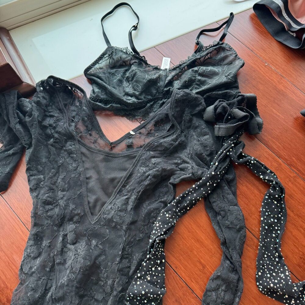black lace bundle 🖤 3pc goth/indie sleeze lingerie & bodysuits